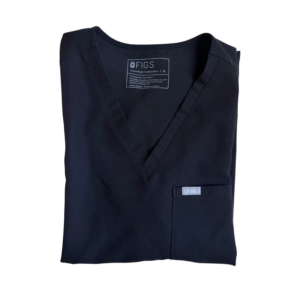 FIGS Catarina One-Pocket Scrub Top (Black) - XL